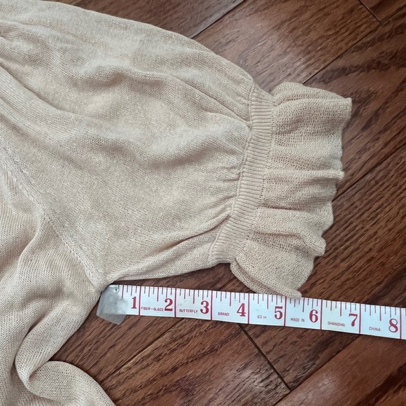 NWT!!  Zara Womens Beige Ruffle Short Puff Sleeve Open-Front Blouse Top Sz M - Picture 10 of 10